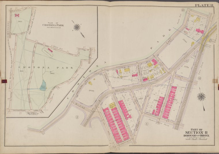 Plate 11 [Map bounded by Plan of Crotona Park, Southern Blvd., E. 170th St., Wilkins Ave.]