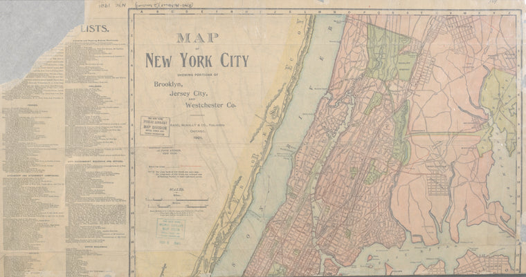 Map of New York City: showing portions of Brooklyn, Jersey City, and Westchester Co.