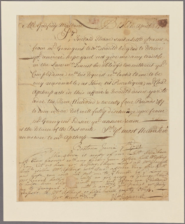 Letter to Godfrey Malbone