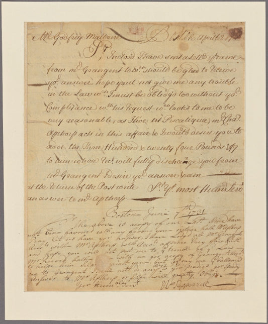 Letter to Godfrey Malbone