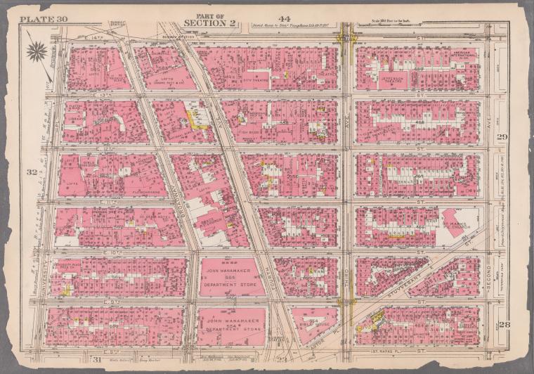 Bounded by E. 14th Street, Second Avenue, E. 8th Street, and University Place