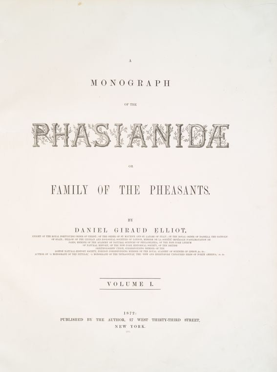 A monograph of the Phasianidae