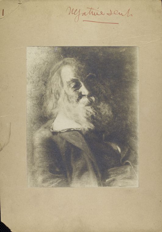 Copy photograph of portrait of Walt Whitman painted by Thomas Eakins