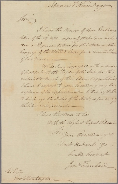 Letter to Samuel Huntington, New Haven