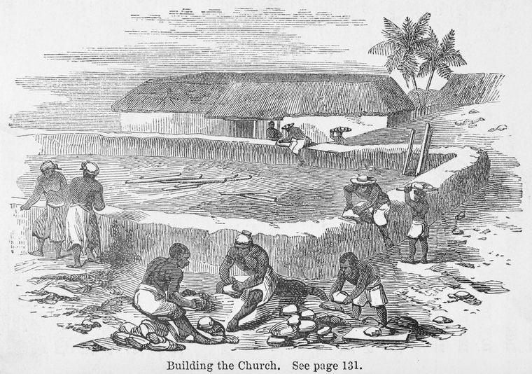 Building the church. See page 131