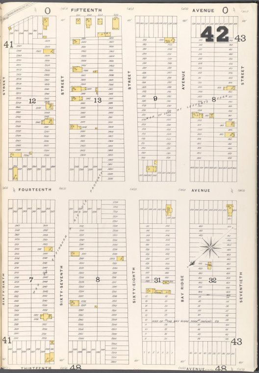 Brooklyn Vol. A Plate No. 42 [Map bounded by 66th St., 15th Ave., 70th St., 13th Ave.]