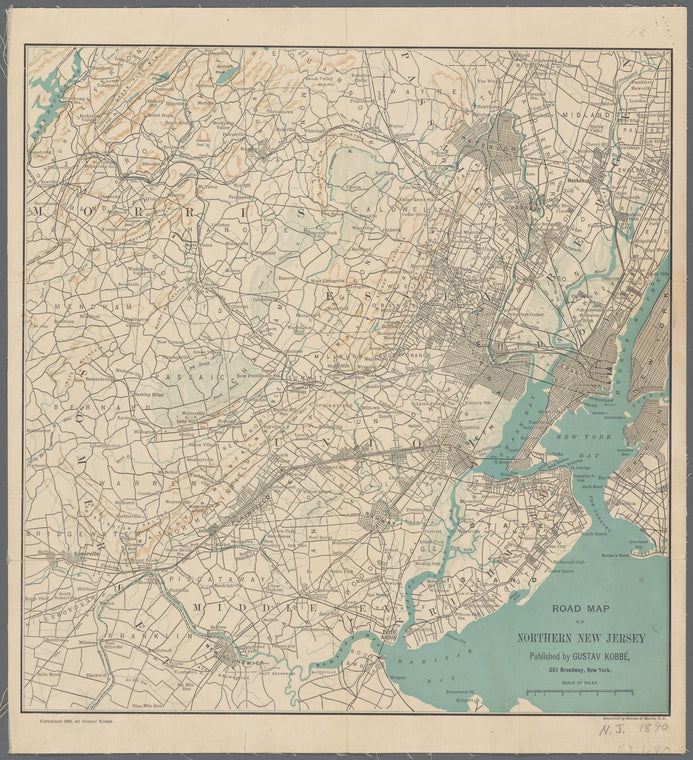Road map of Northern New Jersey