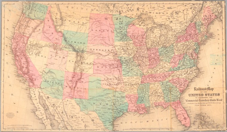 Railroad map of the United States to accompany the "Commercial travellers guide book".