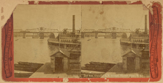 2nd Avenue Elevated RR Bridge with steamer Morrisania in foreground on Harlem River
