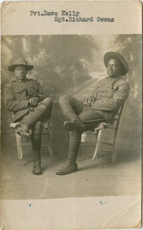 Pvt. Dave Kelly and Sgt. Richard Owens of the 369th Infantry Regiment (also known as the Harlem Hellfighters) during World War I