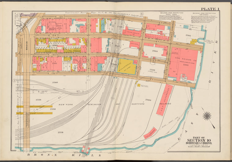 Double Page Plate No. 1, Part of Section 10, Borough of the Bronx: [Bounded by Southern Boulevard, E.135th Street, (East River) Locust Avenue, (Bronx Kills) E. 132nd Street, Cypress Avenue and Triborough Bridge]