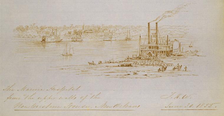 The Marine Hospital from the upper walls of the new Custom House New Orleans
