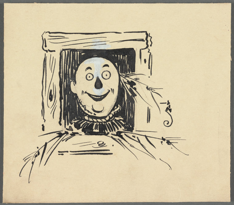 Pen and ink drawing of the character The Scarecrow done by W. W. Denslow for Townsend Walsh