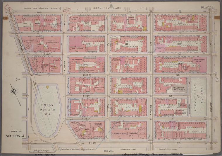 Bounded by E. 20th Street, Second Avenue, E. 14th Street and Union Square and Broadway