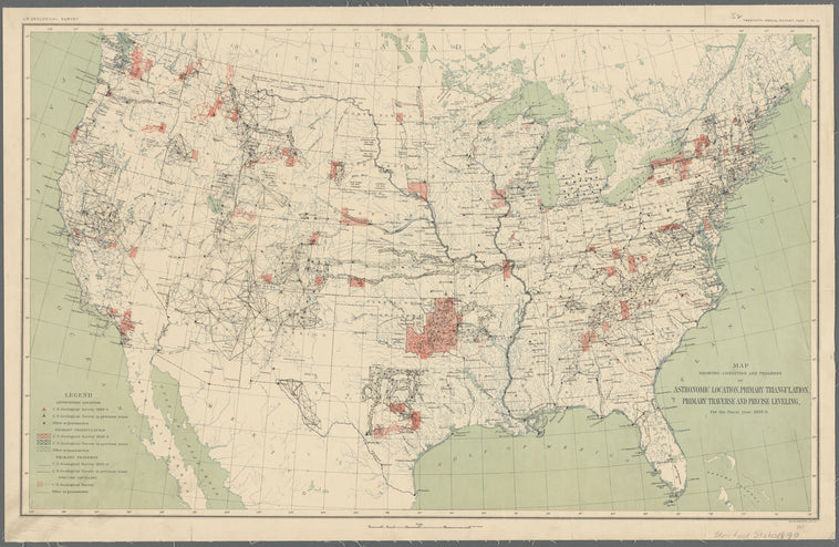 Map showing condition and progress of astronomic location, primary triangulation, primary traverse and precise leveling, for the fiscal year 1898-9