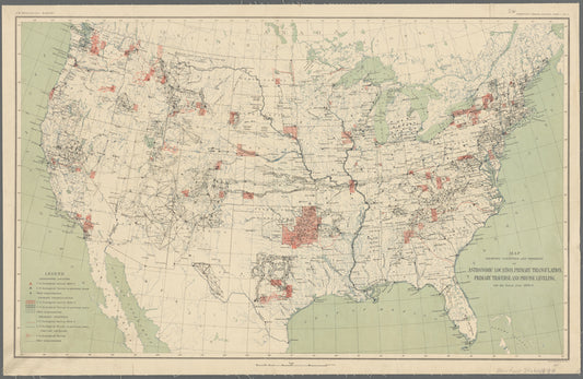 Map showing condition and progress of astronomic location, primary triangulation, primary traverse and precise leveling, for the fiscal year 1898-9