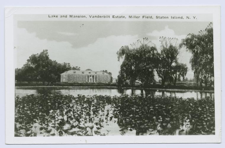 Lake and Mansion, Vanderbilt Estate, Miller Field, Staten Island, N.Y.
