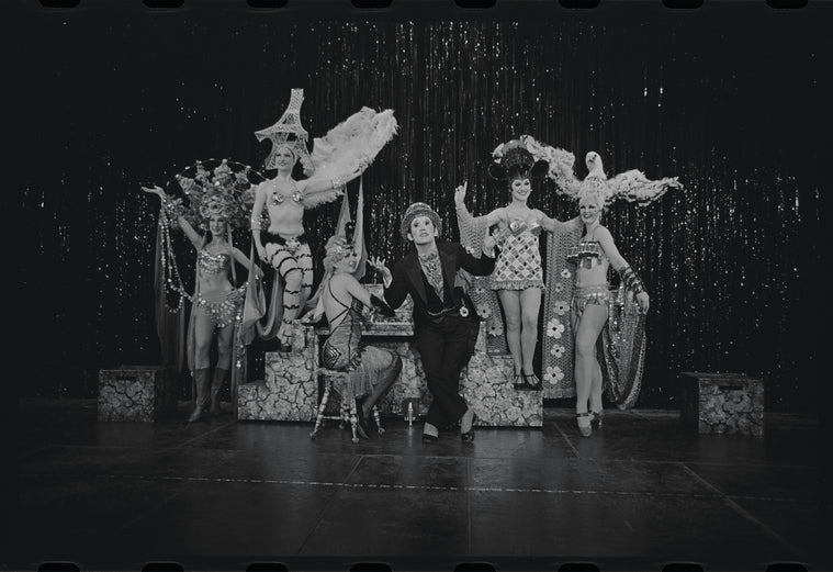 Robert Salvio [center] and unidentified others in the 1968 National tour of the stage production Cabaret
