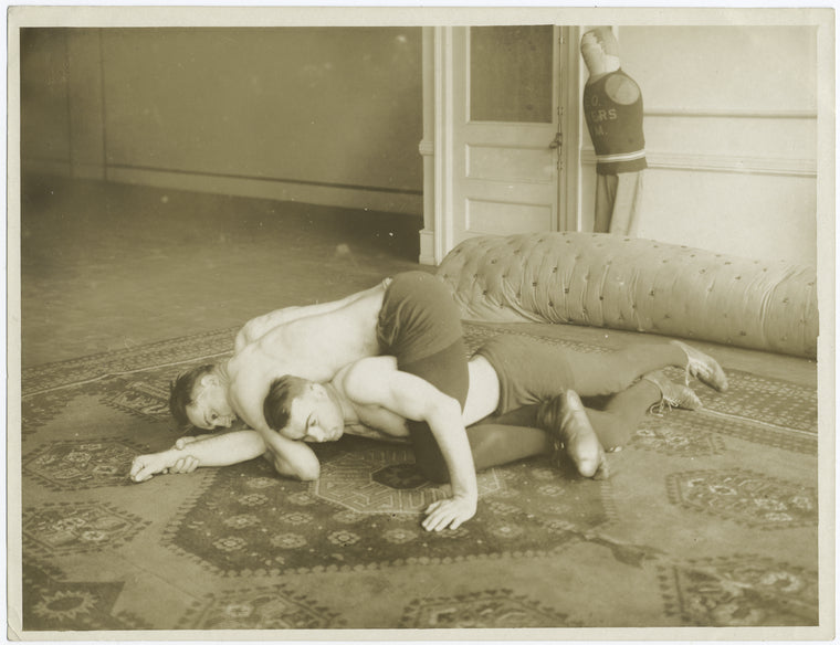 Joe Stecher (on top), Nebraska wrestler.