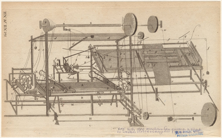 Machine for raising a shaft of woolen cloths & cropping & shearing them