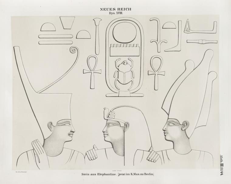 Neues Reich. Dynastie  XVIII.  Stein aus  Elephantine  [jetzt im K. Museum zu Berlin]