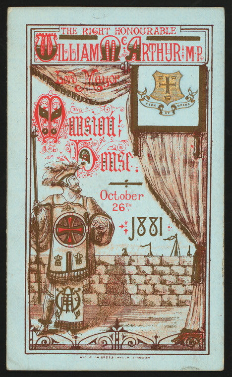 HONOR OF WILLIAM MC ARTHUR M.P. LORD MAYOR [held by] MANSION HOUSE [at] [ENGLAND ?]