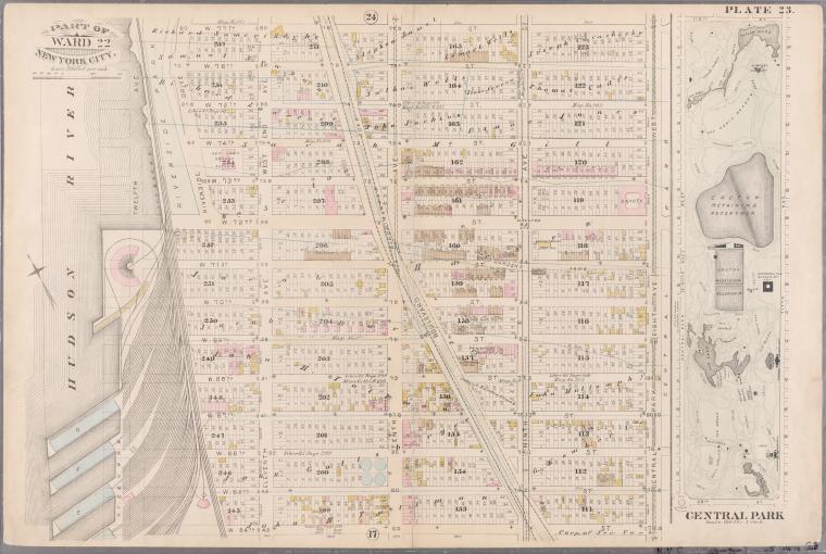 Plate 23: Bounded by W. 77th Street, Eighth Avenue (Central Park), W. 84th Street and (Hudson River) Twelfth Avenue