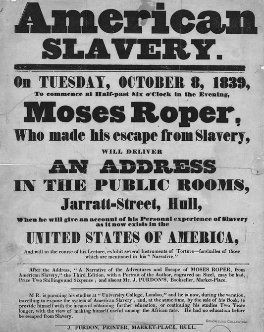 Moses Roper. Lecture Announcement