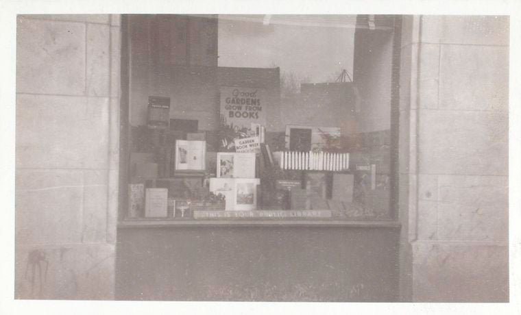 Exterior, window display: Good Gardens Grow from Books
