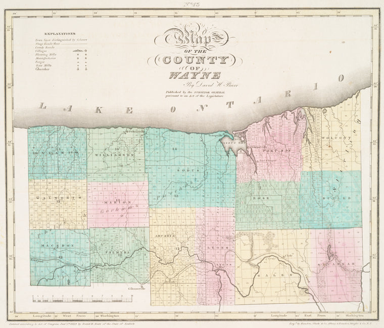Map of the county of Wayne