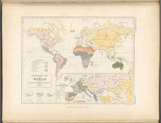 Ethnographic map of the world showing the present distribution of the leading races of man