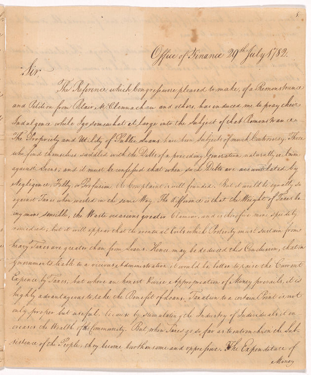 Robert Morris to the President of Congress