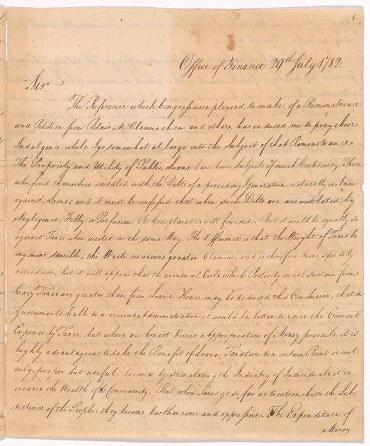 Robert Morris to the President of Congress