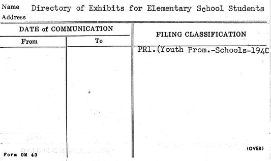 Directory of Exhibits for Elementary School Students