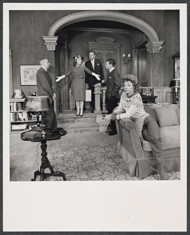 John Cromwell, Barbara Bel Geddes, Michael Rennie, Barry Nelson and Betsy Von Furstenberg in the stage production Mary, Mary