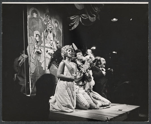 Maureen Brennan, Mark Baker and Joe Palmieri in the 1974 revival of the stage production Candide