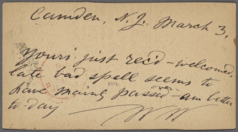 O'Connor, Ellen M., APCS to. Mar. 3, [1874].