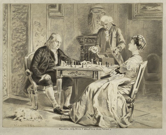 Benjamin Franklin playing chess with Mrs. Howe
