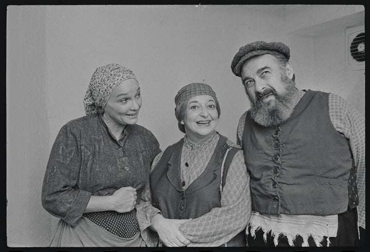Peg Murray, Ruth Jaroslow and Paul Lipson in publicity photo for the stage production Fiddler on the Roof