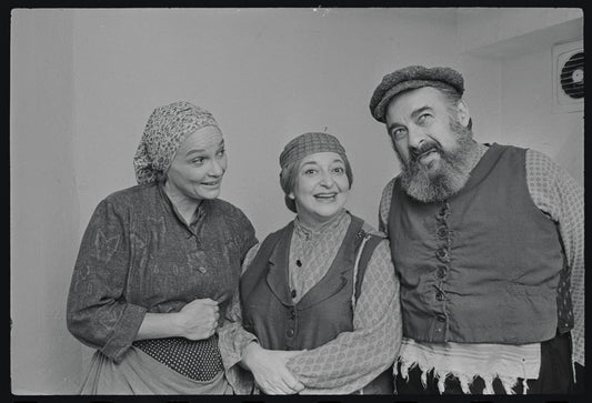 Peg Murray, Ruth Jaroslow and Paul Lipson in publicity photo for the stage production Fiddler on the Roof