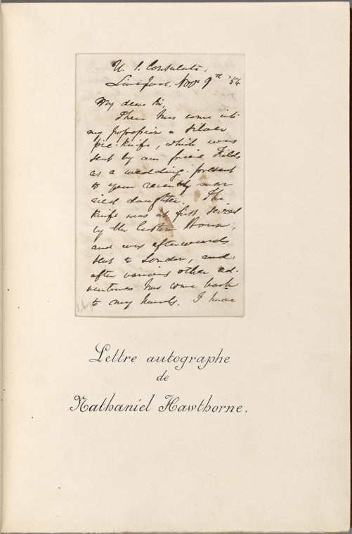 De Quincey, [Thomas], ALS to. Nov. 9, 1854.