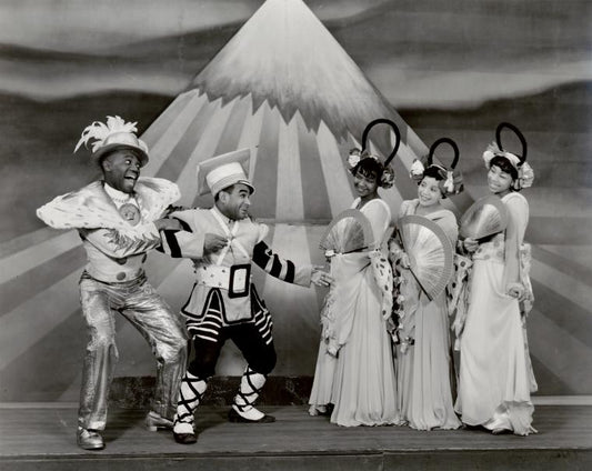 Bill "Bojangles" Robinson, Freddie Robinson, Rosetta LeNoire, Gwendolyn Reyde, and Frances Brook in the stage production The Hot Mikado