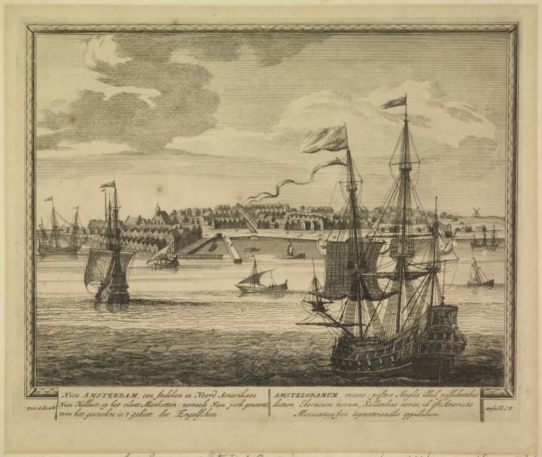 Nieu Amsterdam, een stedeken in Noord Amerikaes, Nieu Hollant, op het eilant Mankattan: namaels Nieu jork genaemt, toen het geraekte in 't gebiet der Engelschen.