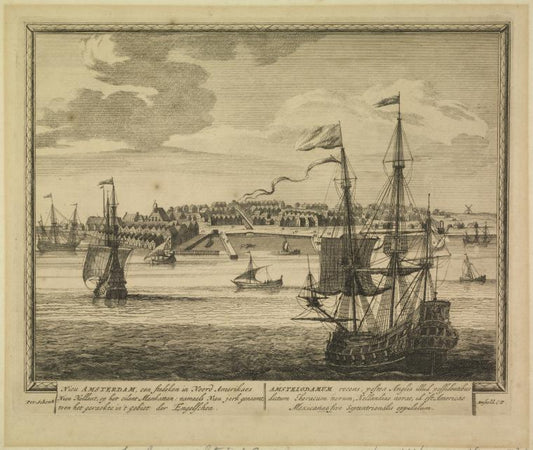 Nieu Amsterdam, een stedeken in Noord Amerikaes, Nieu Hollant, op het eilant Mankattan: namaels Nieu jork genaemt, toen het geraekte in 't gebiet der Engelschen.