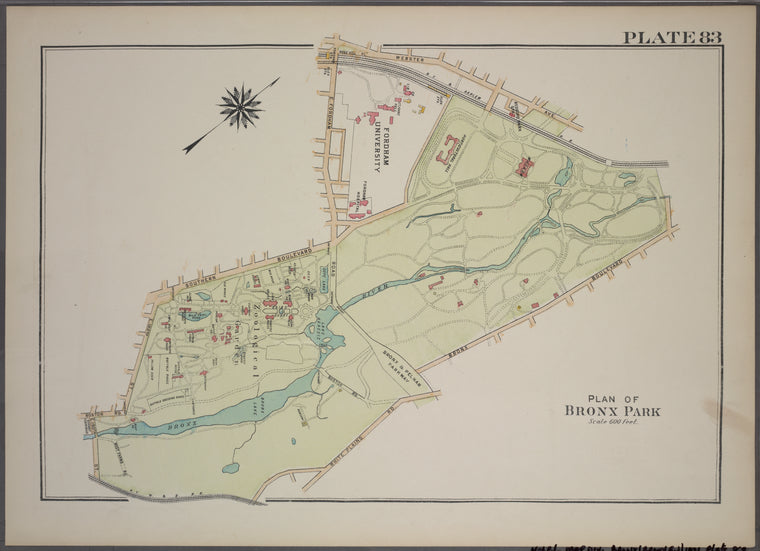 Plate 83, Part of Section 13, Borough of the Bronx. [Bounded by Webster Avenue, Bronx Boulevard, White Plains Road, E. 180th Street, Boston Road, E. 188th Street, Southern Boulevard and E. Fordham Road.]