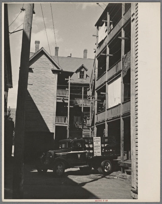 Buildings and beer truck. Manchester, New Hampshire.