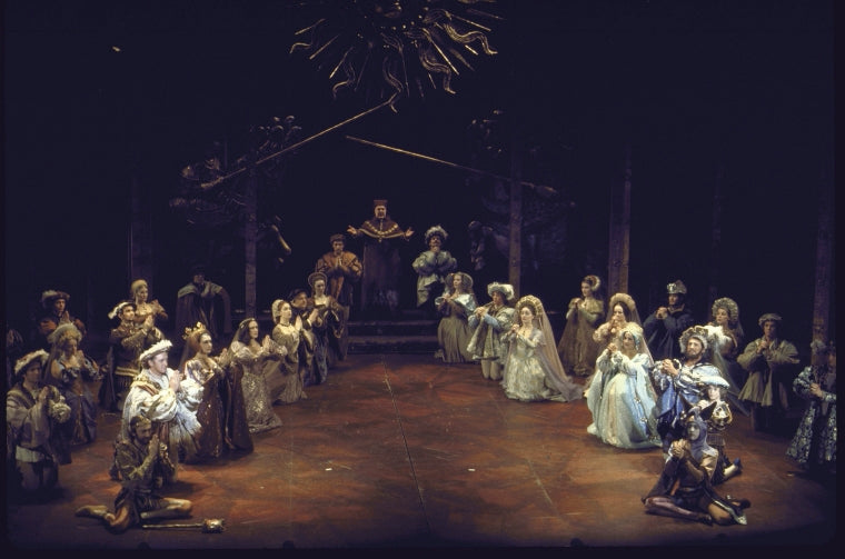 Cast in a scene fr. the Broadway musical "Rex." (New York)
