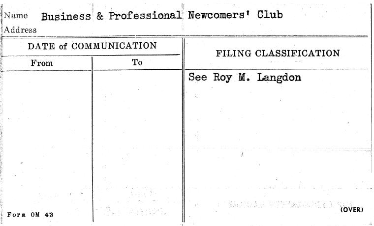 Business & Professional Newcomers' Club