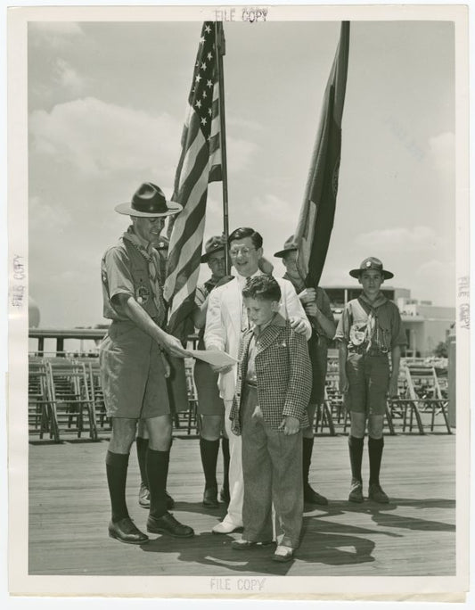 Boy Scouts - Irving Ceasar hands song to Scout executive