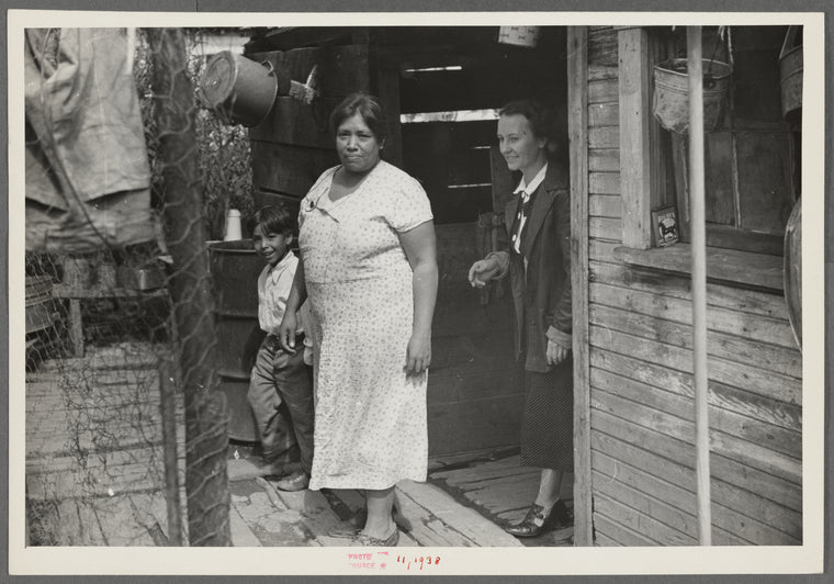 Mexican miner's wife and child are visited by another miner's wife (Hungarian) who is interested in starting a maternal health clinic there. Scotts Run, Bertha Hill, West Virginia